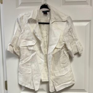 White Structured Blazer with Utility Style